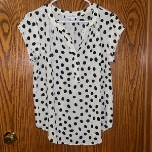 41 Hawthorn Polka Dot Spotted Blouse - Black and Cream Size Medium Stitch Fix